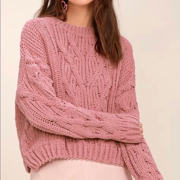 J.O.A. Sweaters - J.O.A Pink Cable Knit Sweater